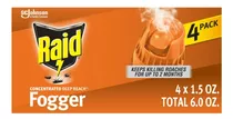 Raid Fogger Fumigador Cucarachas Y Pulgas 170gr 4 Pack Usa