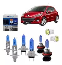 Kit 6 Lâmpadas Farol Super Branca Peugeot 207 8500k + Milha