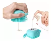 Esponja De Silicone P Banho C/ Massageador E Dispenser Sabão Cor Azul