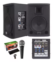 Kit Saga 10 Bt Ativa Passiva Mic Shure Pga 48 Mesa 4 Canais 