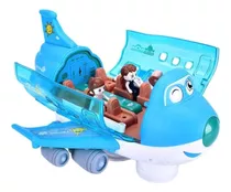 Brinquedo Avião Musical Gira Bate Volta Musical Luz Azul Personagem Aviãoazul