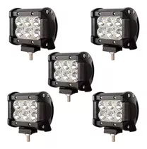 Kit 5 Faros Barra 6 Leds Auxiliar Cree Auto Moto Cuatriciclo