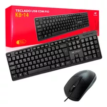 Kit Teclado E Mouse C3 Usb Com Fio Ç Br Preto Home Office Nf