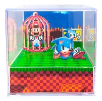 Mini Cubo Diorama Sonic Vs Mario Exclusivo