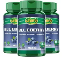 Kit 3 Blueberry Mirtilo Antioxidante Unilife 120 Cáps 550mg