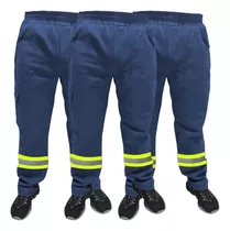 Kit 4-calça De Uniforme Brim Pesado - Com Faixa Refletiva