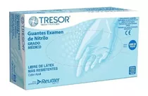 Guantes Descartables Antideslizantes Tresor Examinación Color Azul Celeste Talle S De Nitrilo X 100 Unidades