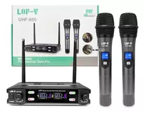 Microfone Sem Fio Duplo Wireless Profissional Uhf Karaokê