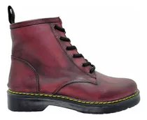 Borcego Mujer Cuero Vacuno Bota Tipo Dr. Martens Dm01 Bordó