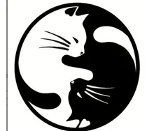 Tuning Vinil Sticker Auto Ying Yang Gatos Blanco Negro Calca