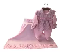 Kit Saída Maternidade Menina Princesa Perola Rosa - 3 Peças