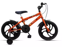 Mountain Bike Infantil Ello Bike Bike Aro 16 Freios V-brakes Cor Laranja Com Rodas De Treinamento