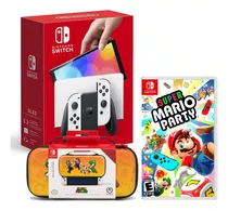 Switch Oled Blanco+mario Party+estuche Mario And Friends