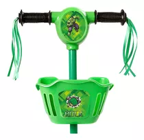 Patinete Hulk 3 Rodas Infantil Com Cesta Musica E Luzes Cor Verde