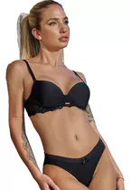 Conjunto De Puntilla Y Microfibra  S/push Up Less Kaury 4710