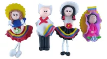 Set X4 Imanes Nevera Campesinos Y Virgen Souvenir Colombia