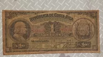 Billete 1 Colón Costa Rica Escudo De Armas Muy  Escaso 