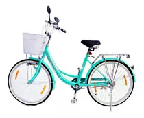 Bicicleta Paseo Femenina Verado Lady R26 Color Verde Con Pie De Apoyo
