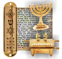 Mezuza Mezuzah 12 Tribos Israel + Arca Da Aliança + Menorah