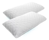 Set X 2 Almohadas Largas Ultrasonido Fibra Silicon 50x90 Cm Color Blanco