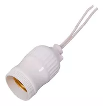 10 Soquete Bocal Receptáculo Nylon Branco E-27 Com Rabicho