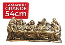 Escultura Bronze Antigo Santa Ceia Mesa E Parede Gesso 54cm