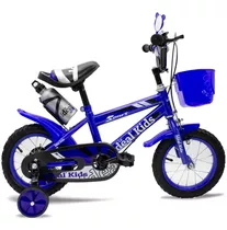 Bicicleta Urbana Infantil Lo Ideal Kids R12 1v Frenos Caliper Color Azul Con Ruedas De Entrenamiento