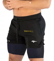 Pantaloneta Con Licra Interna Corta Gym Short  Media Pierna