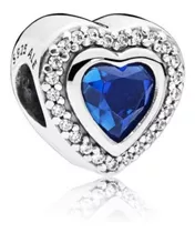 Charm Corazón Azul Profundo - Plata De Ley S925