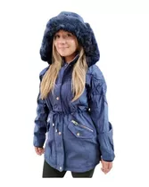 Campera Parka Mujer Larga Abrigo Moda Piel Capucha Importada