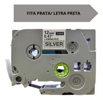 Fita Brother Tze Tz Rotuladora Laminada Cores 12mm Adesivo Cor Fita Prata/letra Preta