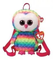 Pelúcia Mochila Infantil Ty Fashion Owen Coruja Colorida 502