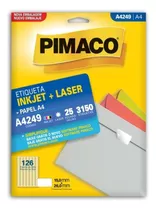 25 Folhas A4 Etiquetas Pimaco 15x26mm A4249 - 126 Etq/folha