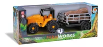 Brinquedo Trator Com Tora Farm Works Fazenda Orange Toys