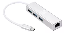 Usb C Hub A Usb 3.0 X3 + Red  Aluminio Macbook Pc Lan Rj45