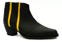 Botas De Cuero Negro Y Amarillo. De Diseño. Varios Talles.