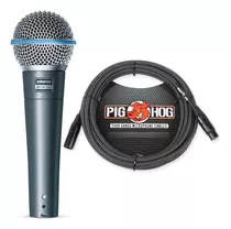 Shure Beta 58a Supercardioid Vocal Micrófono Y Pig Hog Cable