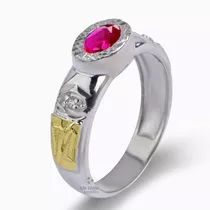 Anel De Formatura Feminino Em Prata 950 E Símbolos Ouro 18k