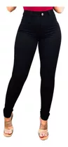 Calça Feminina Jeans Preta Skinny Cintura Alta Modeladora