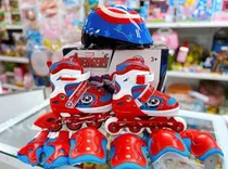 Patines En Linea Niños Spiderman Capitán Con Kit Protección