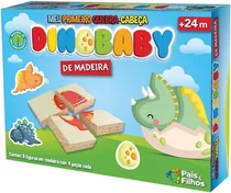 Quebra Cabeça Dinossauros Baby 8 Desenhos Com 4 Peças Em Mdf