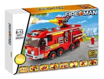 Bloco De Montar Caminhão Bombeiro 460 Peças Compatível Lego