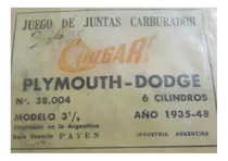 Juego De Juntas De Carburador Plymouth Dodge 1935-1948