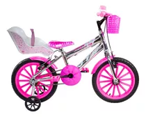 Bicicleta Infantil  Aro 16 Com Cadeirinha De Boneca Cromada