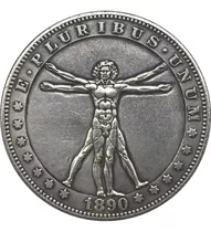 Moneda 1 Dólar Hombre De Vitruvio 1890, Hobo Dollar Morgan