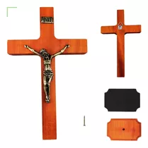 Crucifixo Jesus Cristo Cruz Mesa Porta Parede Madeira Peroba