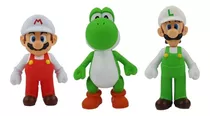 Bonecos Super Mario Bros - Mario Fire , Luigi Fire E Yoshi 