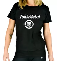 Remera Mujer Negra Personalizada Logo Tokio Hotel