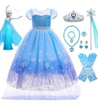 Vestido De Princesa De Elsa, Disfraz De Frozen 2  Diseñopara Niña, Ropa De Halloween, Fiesta O Cosplay, Cumpleaños, Belleza, Vestir Con Accesorios