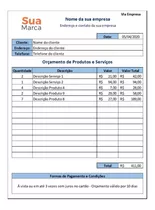 Planilha Orçamento De Produtos E Serviços Em Excel + Brinde